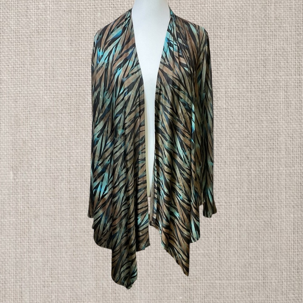 Daytrip Buckle Open Front Tribal Waterfall Cardigan Womens Sz L